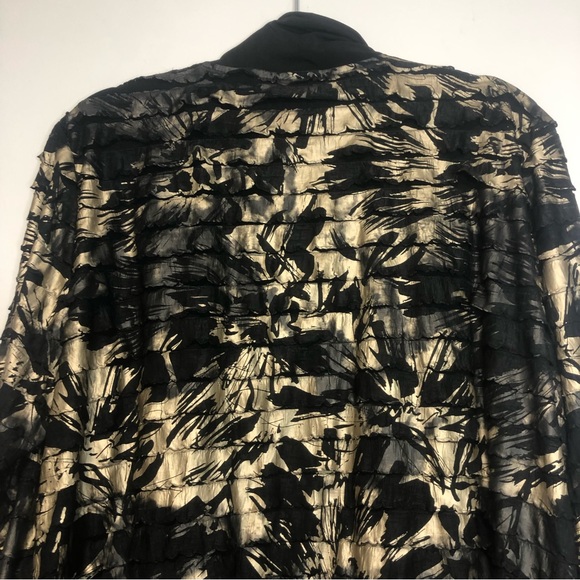 Frank Lyman Black & Gold Ruffle Open Front Cardigan, size 20 - Picture 7 of 11